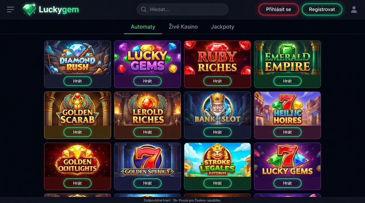 Náhled herní platformy a rozhraní online casina Luckygem