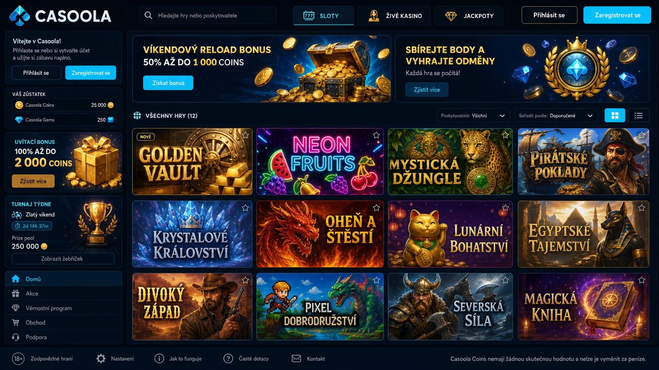 Screenshot webu Casoola casino