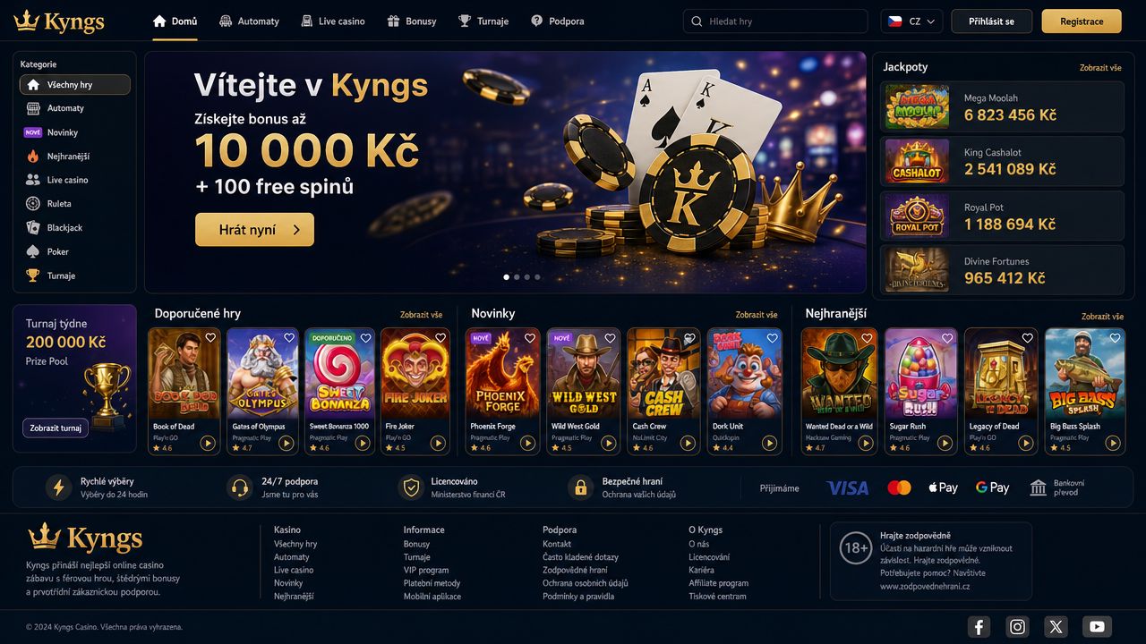 Screenshot s náhledem na online casino Kyngs